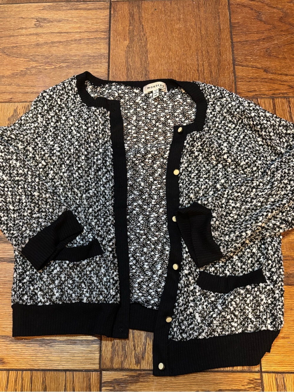 Black & White Knit Cardigan Sweater